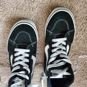 Vans Kids Classic Black and White Sneakers, EUC